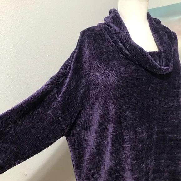 J. Jill Purple Cowl Neck Sweater Luxurious Velour - Picture 4 of 8
